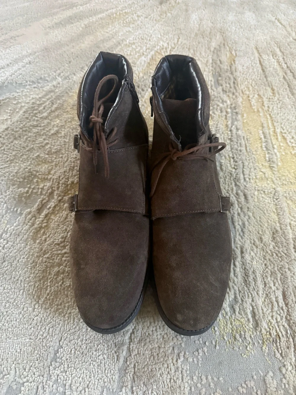 Reserved Footwear chocolate suede leather  Camolin Boot buckle lace up 13